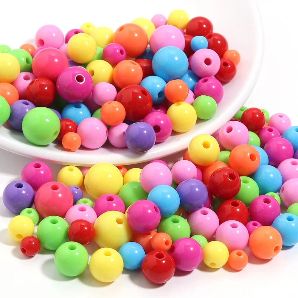 50-200pcs 6/8/10/12/mm Colorful Acrylic Round Beads Ball Loose Spacer Beads For Jewelry Making DIY Bracelet Necklace Accessories