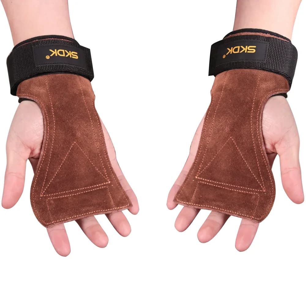 Bovine Skin Fitness Gloves for weight lifting, anti-slip grips, skin gymnastics protection, palm protectors, horizontal bar
