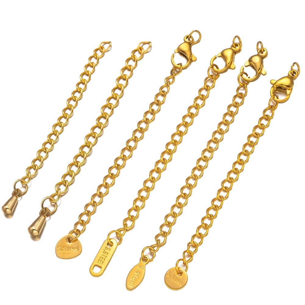 5/10 pezzi catena di estensione in oro in acciaio inossidabile con connettori a moschettone per collana braccialetto cavigliera creazione di gioielli fai da te