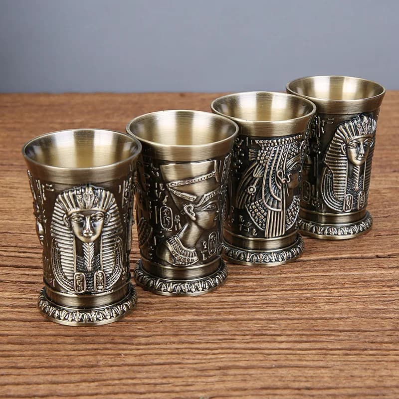 I Piece bronzo metallo Vintage egiziano bicchierino creativo bicchiere da vino personalizzato bicchiere da bere regalo per whisky 40ml