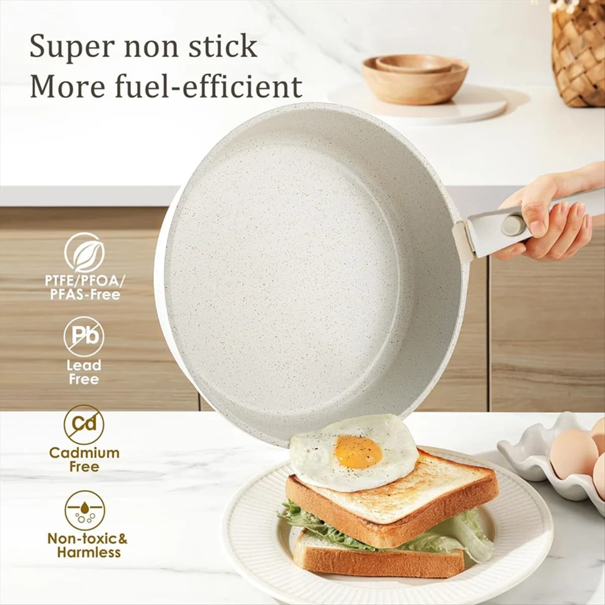 ABXHH Set of non-stick kitchen pots with removable handle, safe for use in the oven, set of pots and pans for all cooking needs