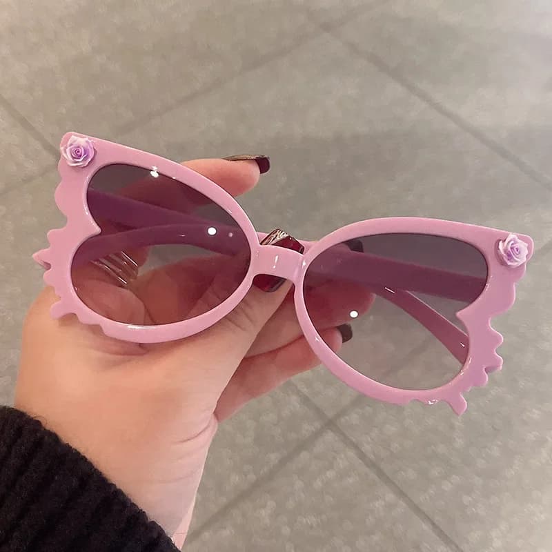 1PC-Occhiali da Sole alla Moda con Fiori per Donna, Occhiali da Sole Decorativi a Farfalla