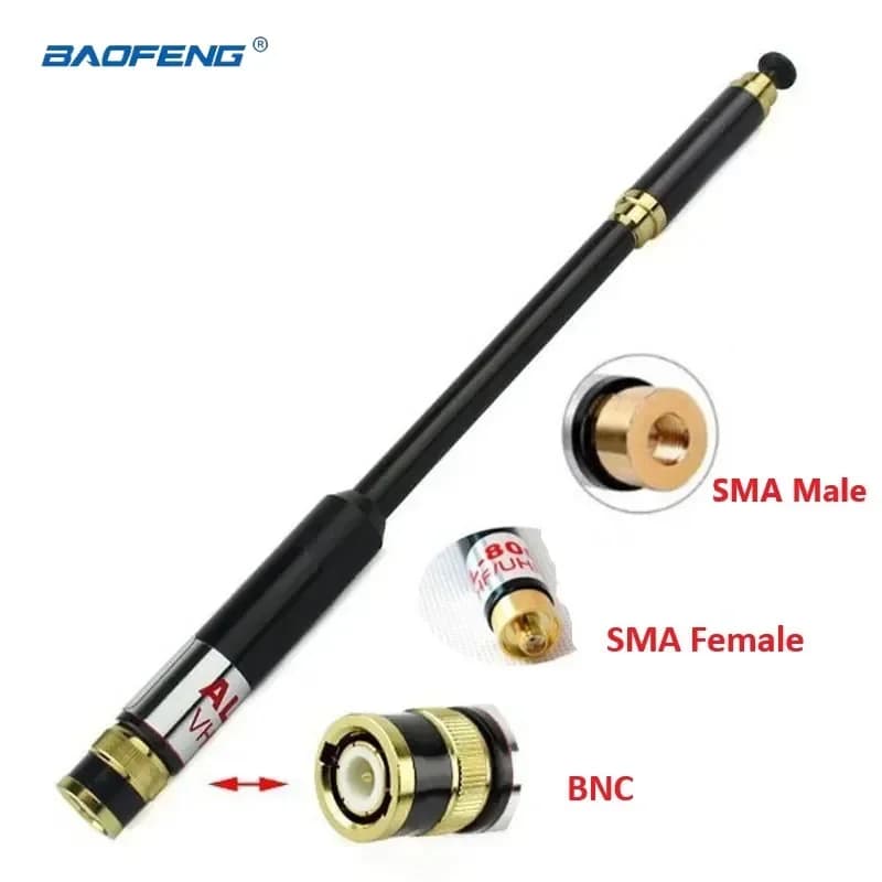 AL-800 Antenna Dual Band estensibile SMA maschio/femmina/BNC ad alto guadagno per Baofeng UV-5R 888s Kenwood Walkie Talkie accessori