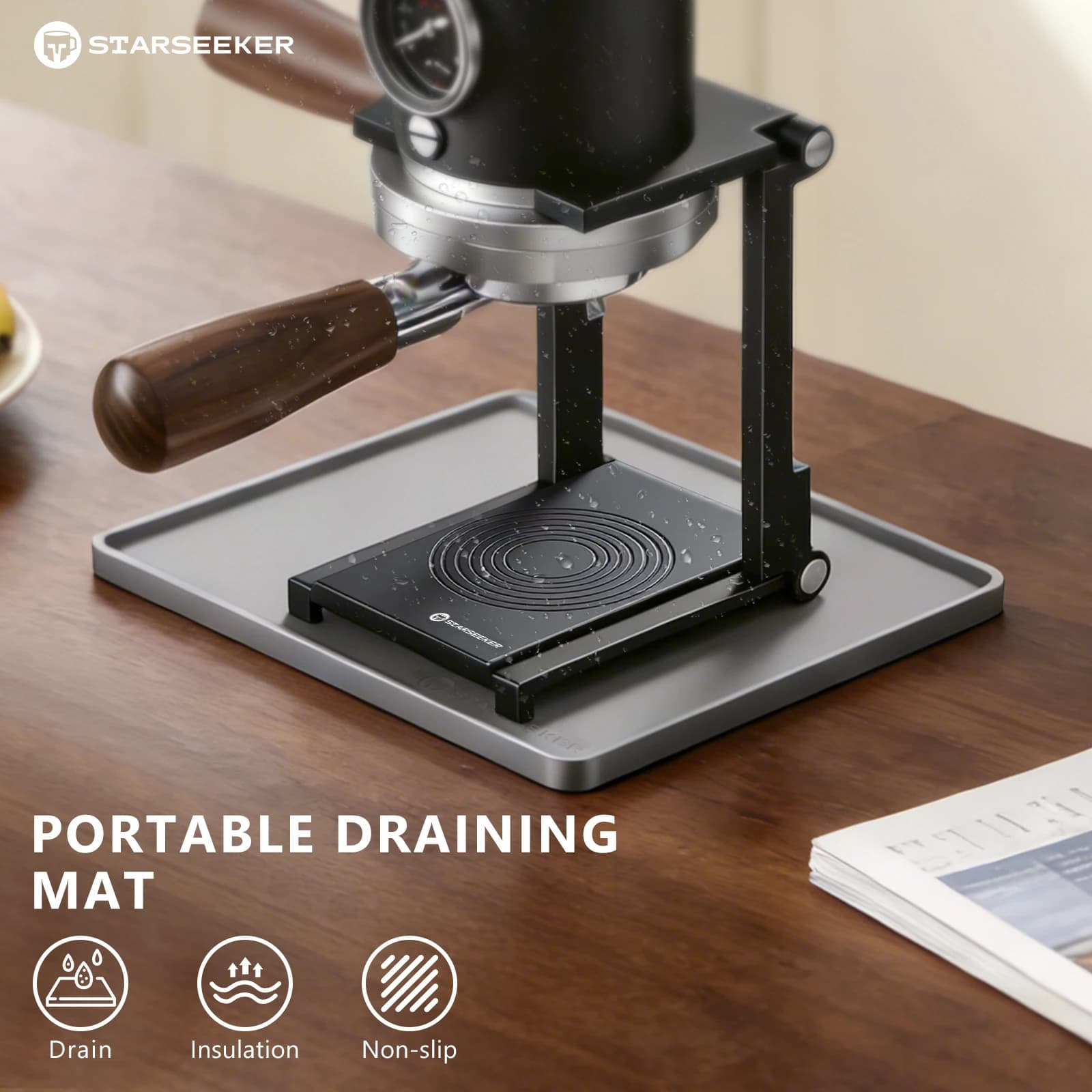 STARSEEKER Food-Grade Silicone Protable Bar Mat Coffee Maker Countertop Spill Mats Service Dish Glass Drying For Barista