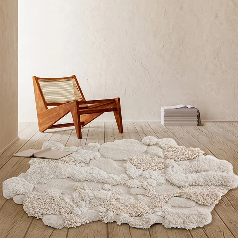 Solid colored wool carpet Living room Modern art irregular carpet bedside table for bedroom made by hand Soft and soft carpet