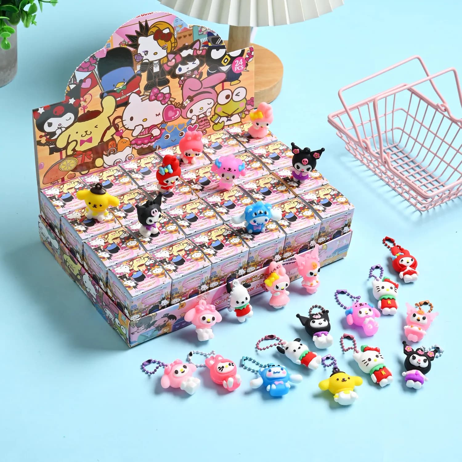 2026 Sanrio Set da 24 Pezzi Hello Kuromi Blind Box, Modellino Anime, Portachiavi, Ciondolo, Giocattolo Decorativo per Regali di Natale per Bambini
