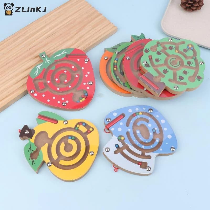 ▶ 1 pz Giocattolo Labirinto Magnetico con Perline Magnetiche, in Legno, Giocattolo Educativo per la Prima Infanzia, Regalo per l'Asilo