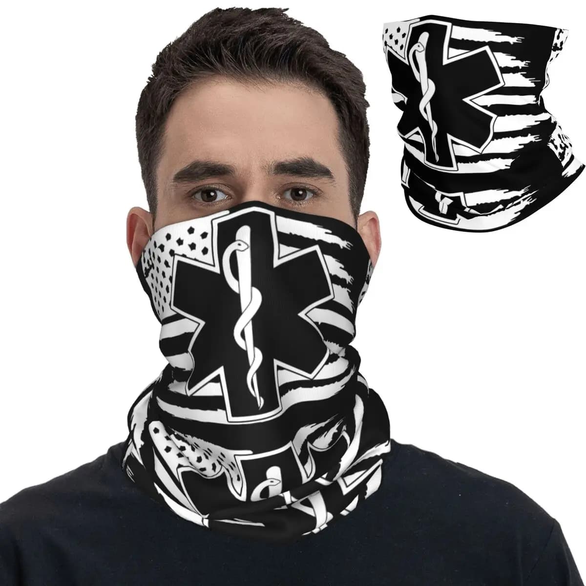 Paramedico Stella della Vita Bandana Copricollo Passamontagna stampato Maschera Sciarpa Fascia multiuso per uomini Donne Adulti