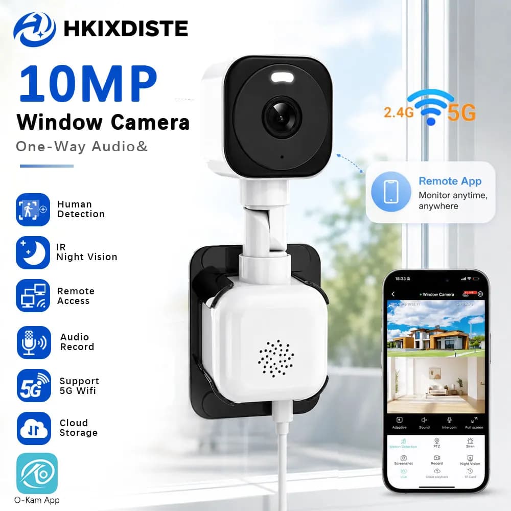 10MP Wireless Window Security Camera 5GHz&2.4G WiFi Indoor Monitoring Camera Human Detection Two Way Audio O-Kam Remote Viewing