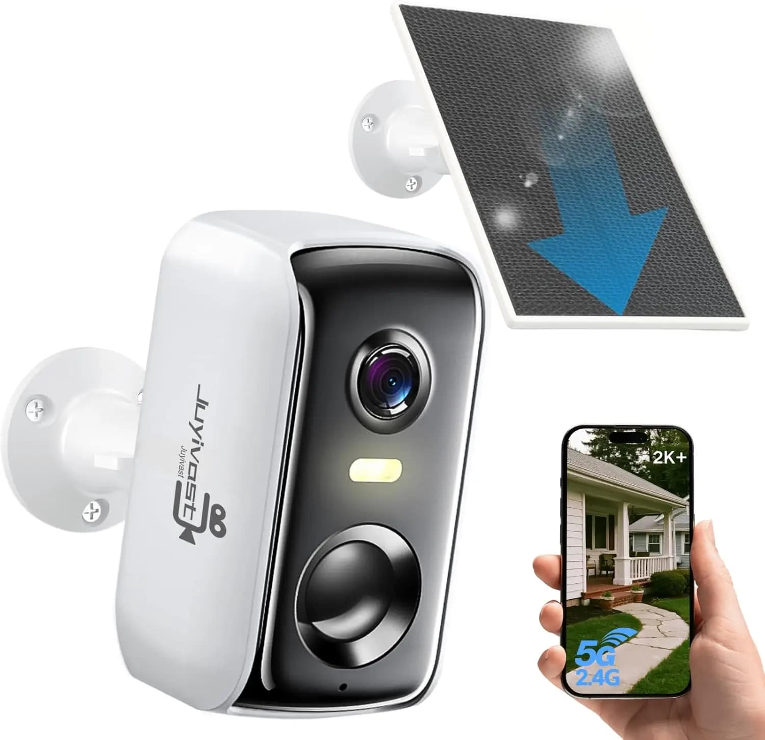 Outdoor wireless security camera with AI motion detection, solar power, 2K night vision, bidirectional communication