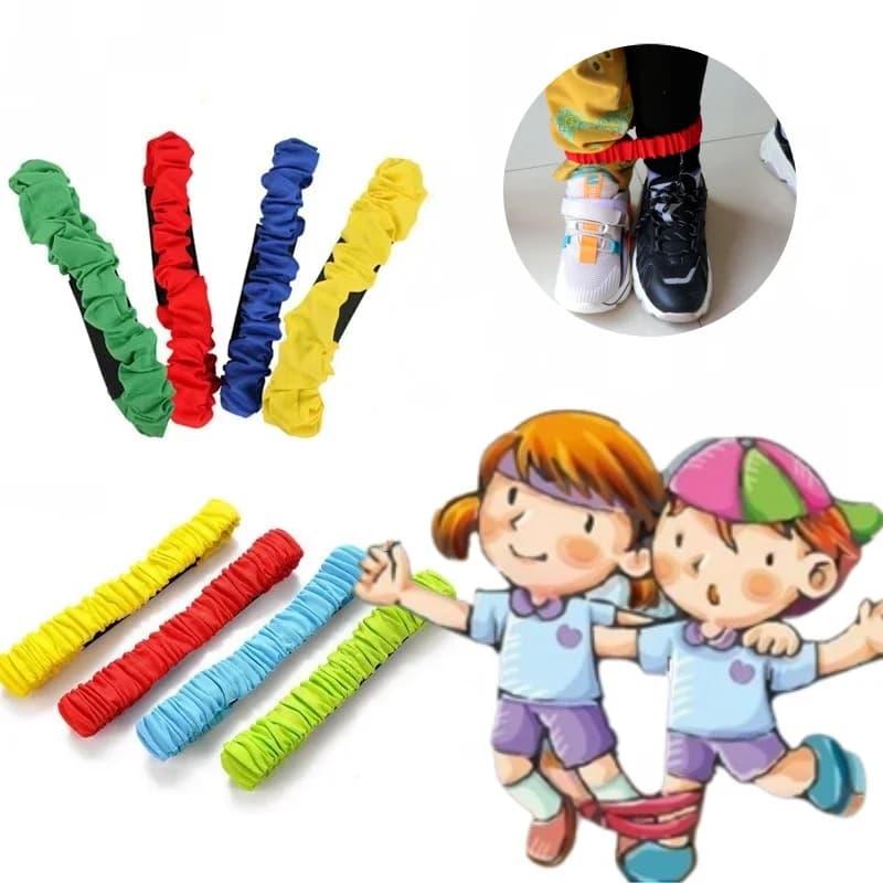 Running game with foot tied with three-legged rope for two people Competition Sports Outdoor Toy Interactive parent-child game for children