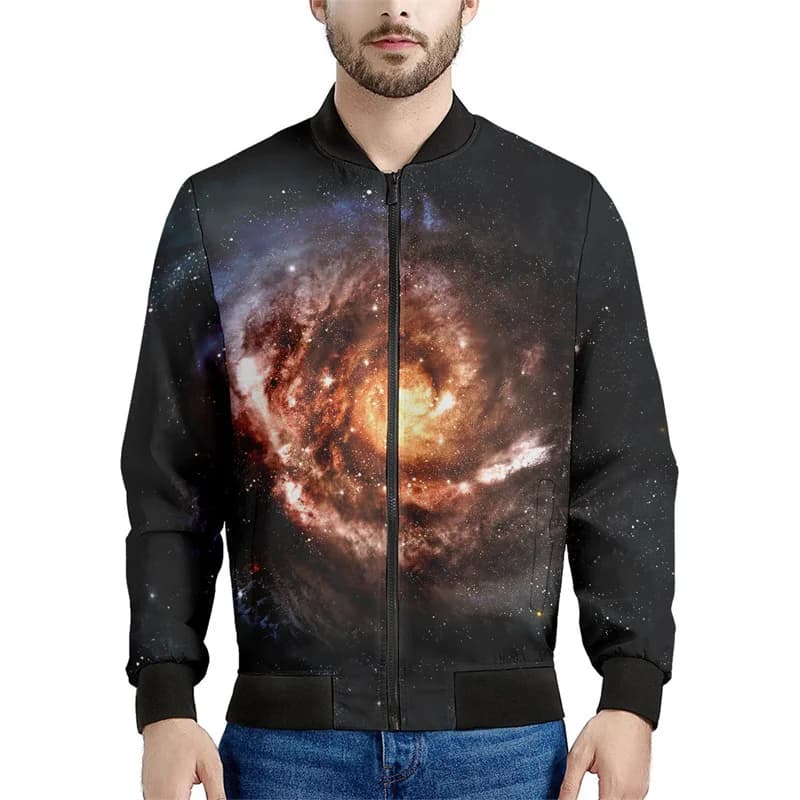 Giacca con cerniera modello universo colorato per uomo Galaxy Space cappotto stampato in 3D Casual top larghi giacche Streetwear maniche lunghe
