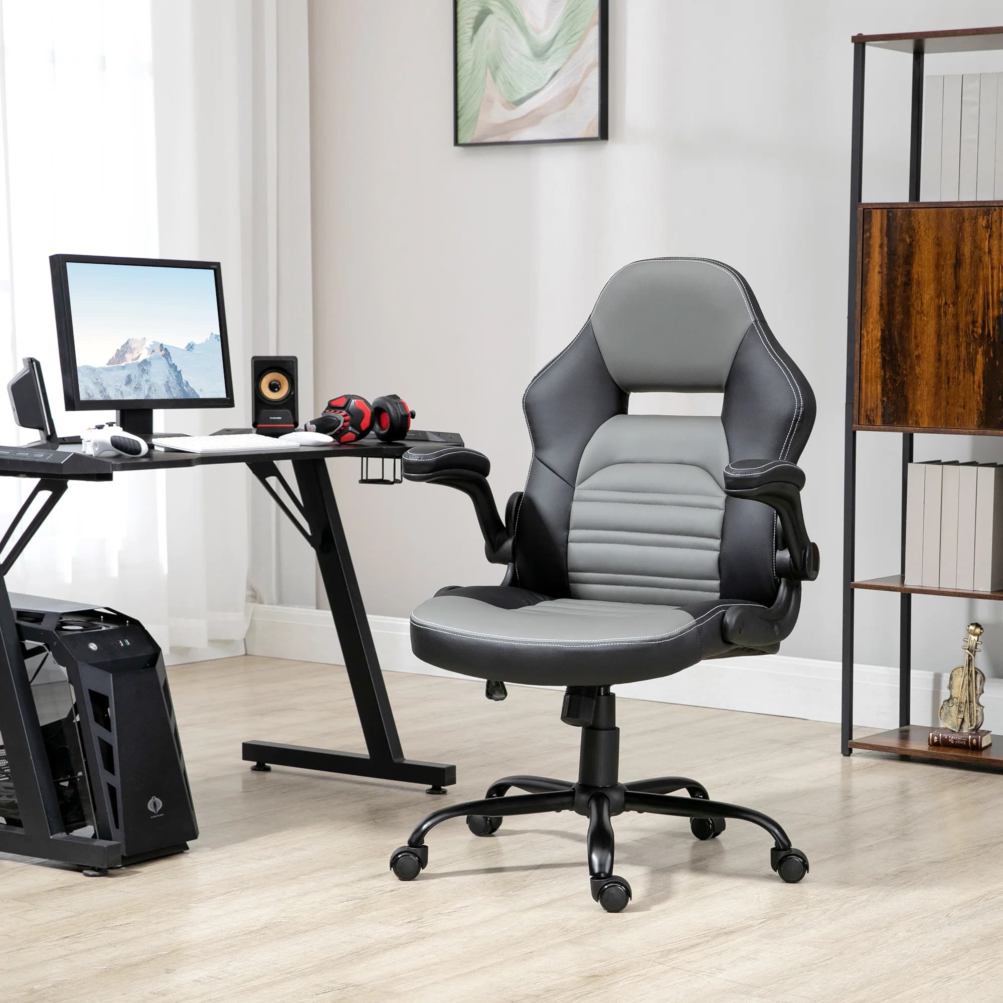 Sedia da Gaming in Pelle PU con Braccioli Ribaltabili