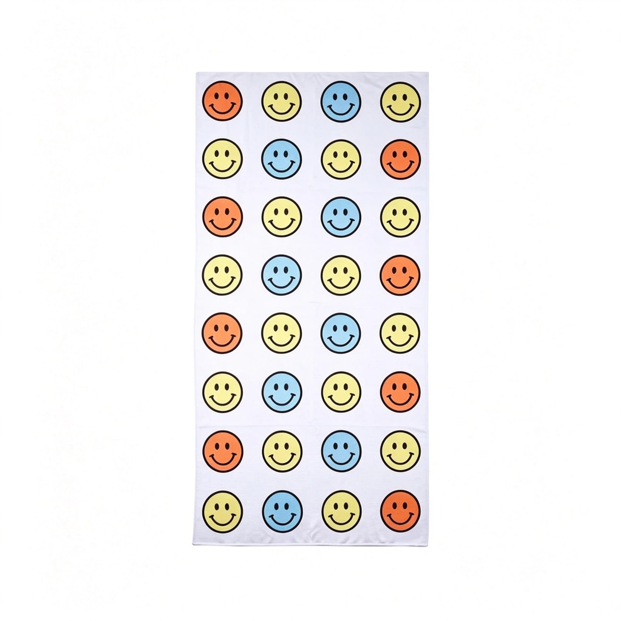 Colorful Smiley Face Beach Towel Quick‑Dry Microfiber Bath Towel for Travel Swimming Pool