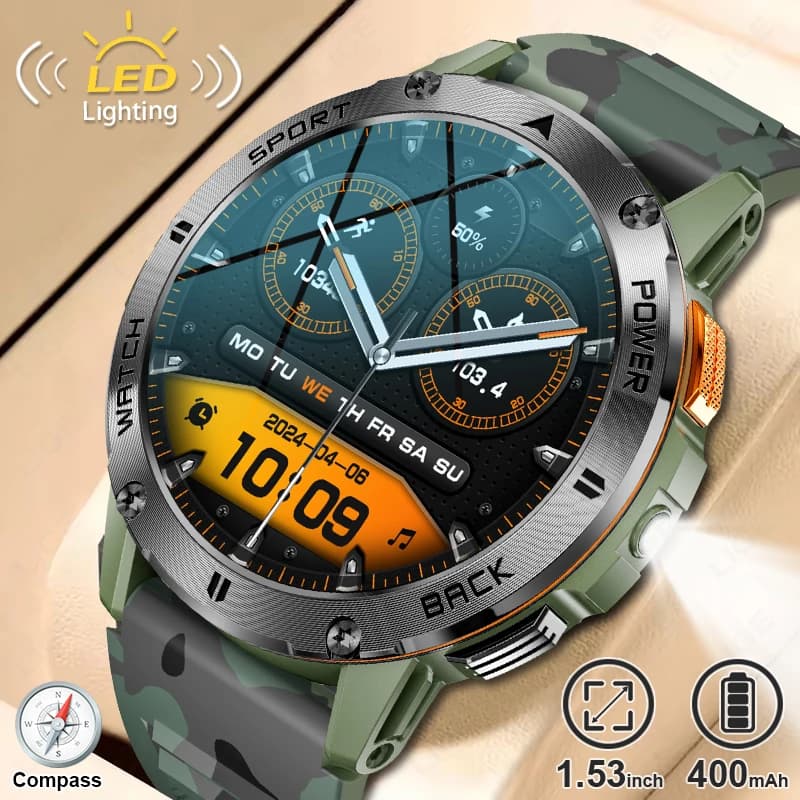 LIGE 2026 New Smartwatch for Men with Health Monitoring, LED Flashlight, compass, for Open Sports, Compatible with Android and iOS