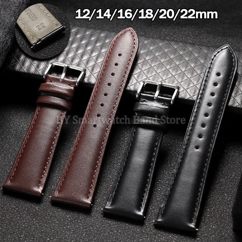 12mm 14mm 16mm 18mm 20mm 22mm strap for quick release leather strap waterproof man woman universal cow leather strap