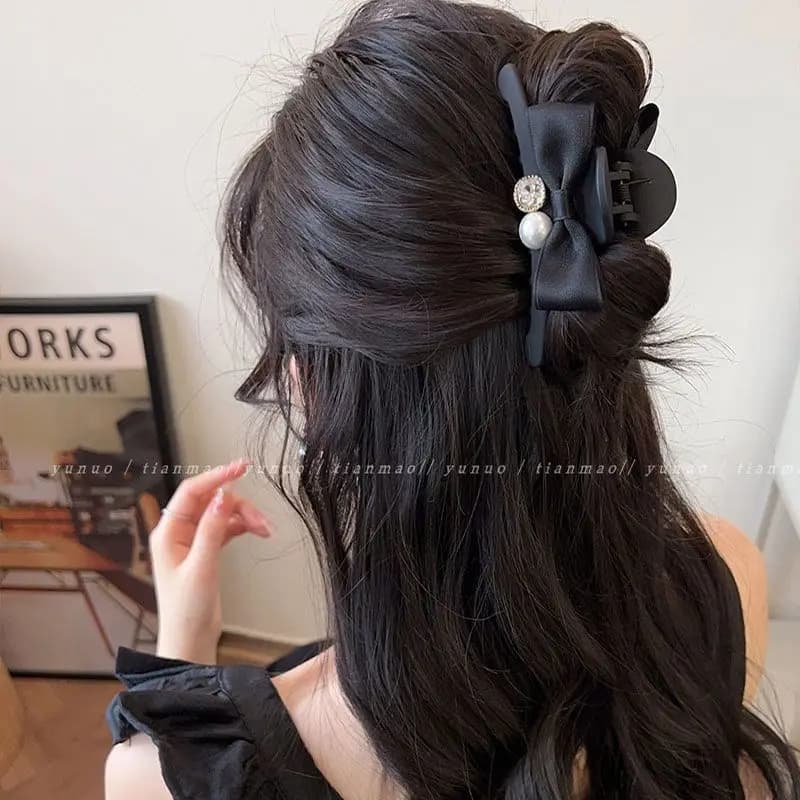 Fermaglio per capelli 1 pezzo, fiocco vintage, fermaglio per capelli sul retro della testa da donna, nuovo accessorio per fascia per capelli con clip di squalo semi legato