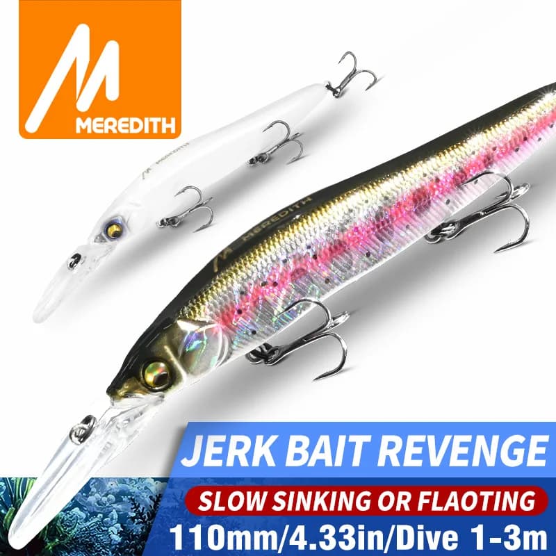 Esche Artificiali Minnow Wobbler 110mm, Esca Dura Artificiale a Lenta Affondamento o Galleggiante, Profondità 0-3m, Esche per Spigola e Luccio