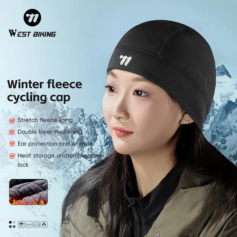 WEST BIKING Cycling cap Thermal fleece helmet windproof Sports outdoor hiking High elastic hat Motorcycle equipment