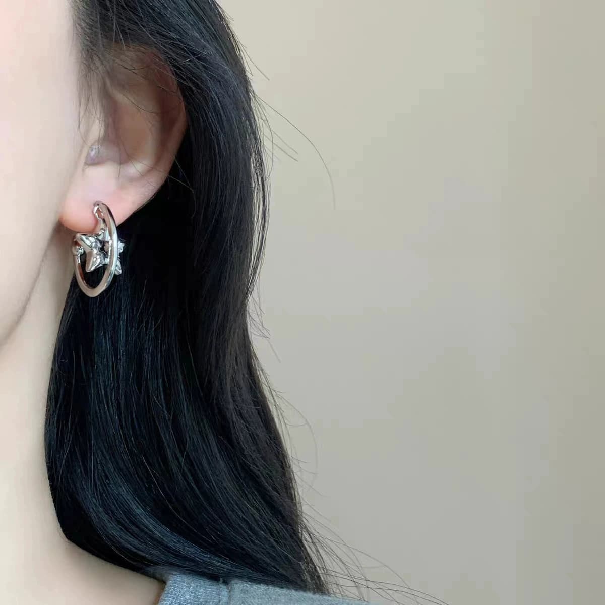 Orecchini a Forma di Stella Unici ed Eleganti a C per Donna, Nuova Moda Francese, Gioielli Regalo per Feste Glamour