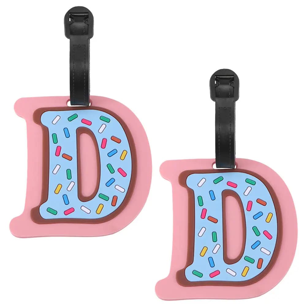 2Pcs Luggage Tags English Alphabet PVC Reusable Lightweight Suitcase Identifier Travel Baggage Boarding Label Handbag Tags