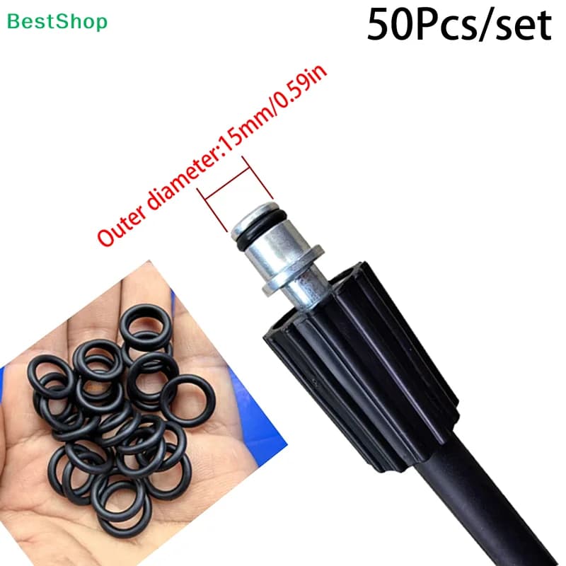 〔R〕50 pezzi di guarnizioni O-ring in gomma con diametro esterno di 15 mm, rondelle di ricambio per pistola e ugello per idropulitrice e riparazione perdite