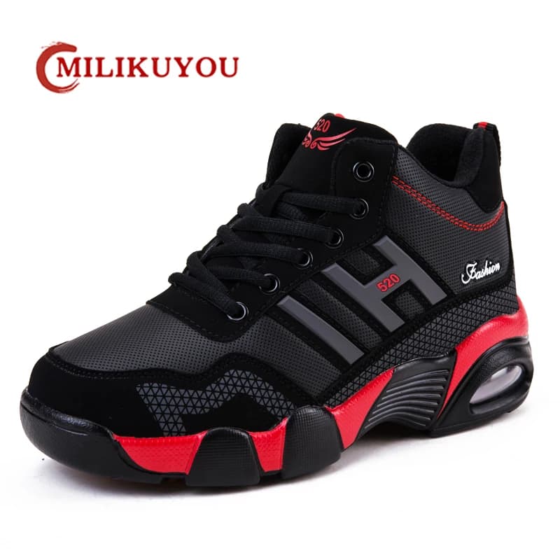 Stivali invernali in pelle da uomo Sneakers da uomo impermeabili Calde scarpe da lavoro da trekking Casual Uomo Autunno antiscivolo Sport da trekking alti