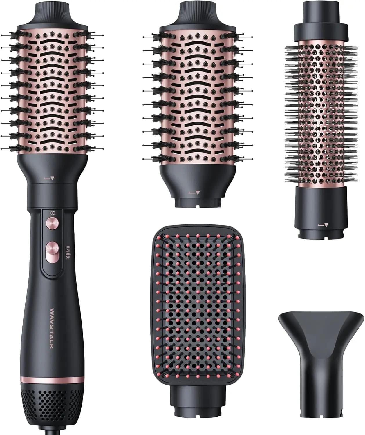 Set Spazzola ad Aria Calda 4-in-1 per Styling Professionale, Volumizzante e Lisciante, Anti-Crespo per Tutti i Tipi di Capelli, Nero