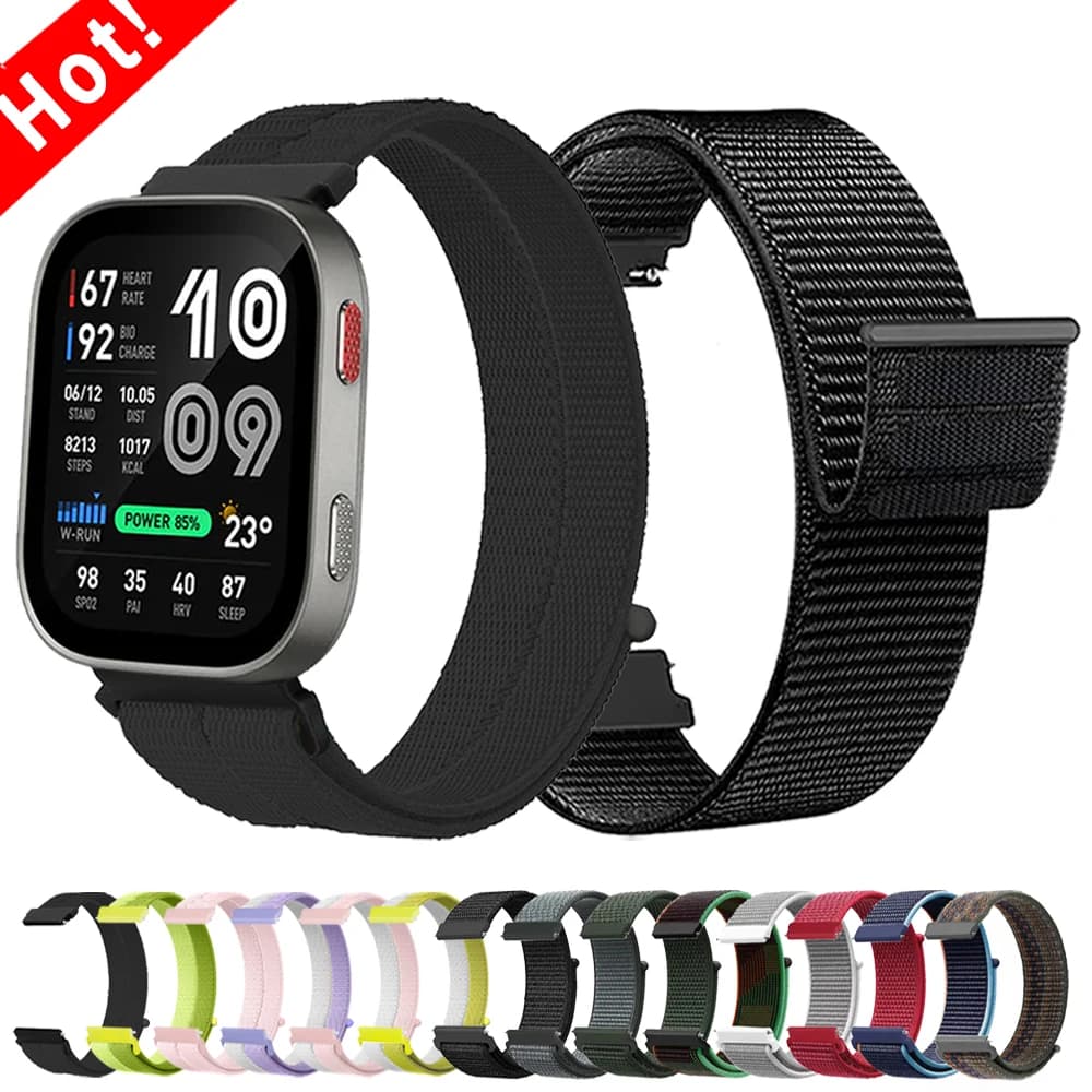 For Amazfit BIP Max/6 5 3/Cheetah 2 Ultra Sport Bracelet 20mm 22mm Nylon Watch Strap BALANCE 2 GTR 3/GTS 4 mini Breathable Bands