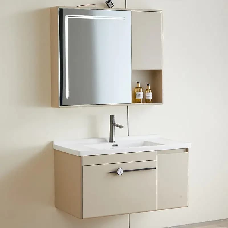 z Hotel Bagno in legno massello di lusso galleggiante per bagno Vanity Armadietto a specchio per bagno a parete