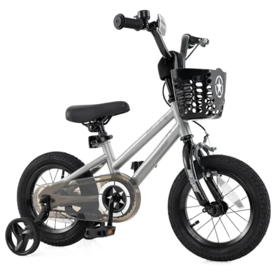 Bicicletta Starry Bike 12 14 16 18 Pollici con Rotelle, Cestino Portaoggetti, Manubrio Regolabile, Sella, Freno a Mano e Freno a Contropedale per Bambina