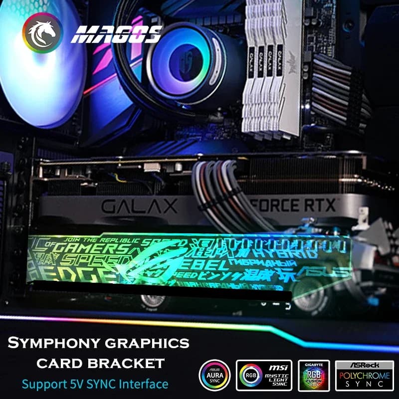 Supporto scheda video ARGB, supporto scheda grafica RGB, staffa GPU M/B Lampada fede SYNC (ASUS, MSI, GIGA), PC MOD personalizzato
