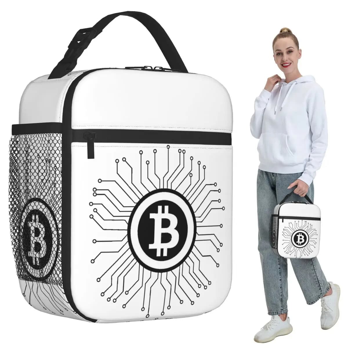 Bitcoin BTC Crypto Currency Insulated Lunch Bag for Women Office Cooler Thermal Food Box Tote Leakproof Lunch Boxes Container