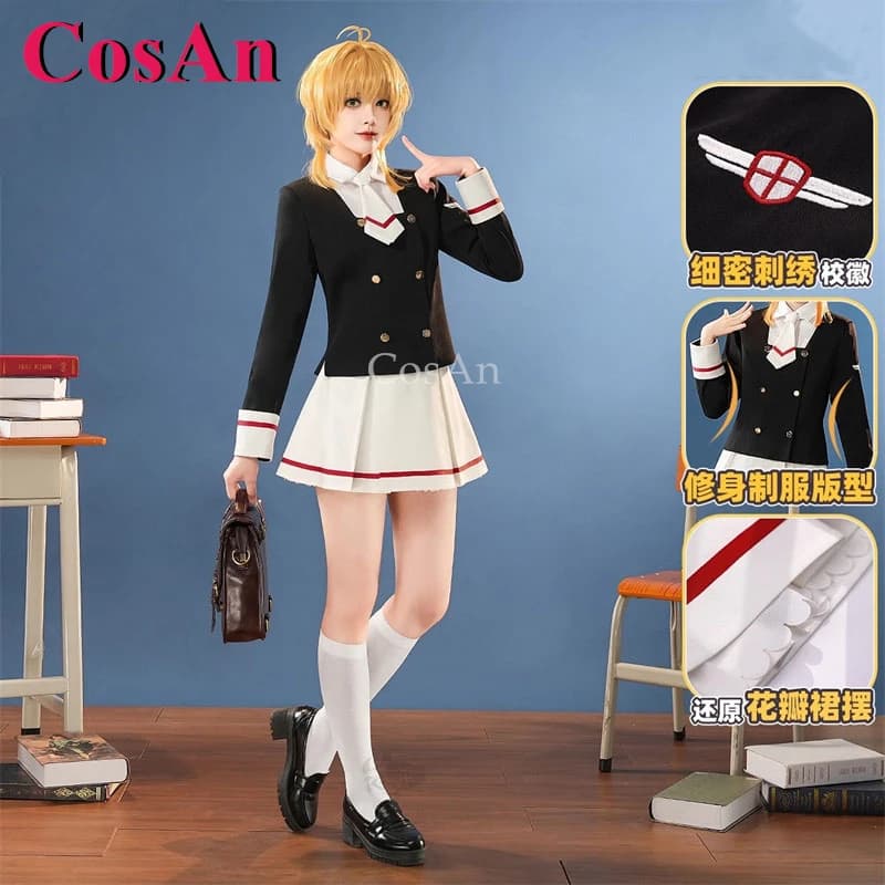 【Outlet Style】CosAn Anime Cardcaptor Sakura Kinomoto Sakura Cosplay Costumes Junior JK School Uniforms Role Play Clothing S-XL