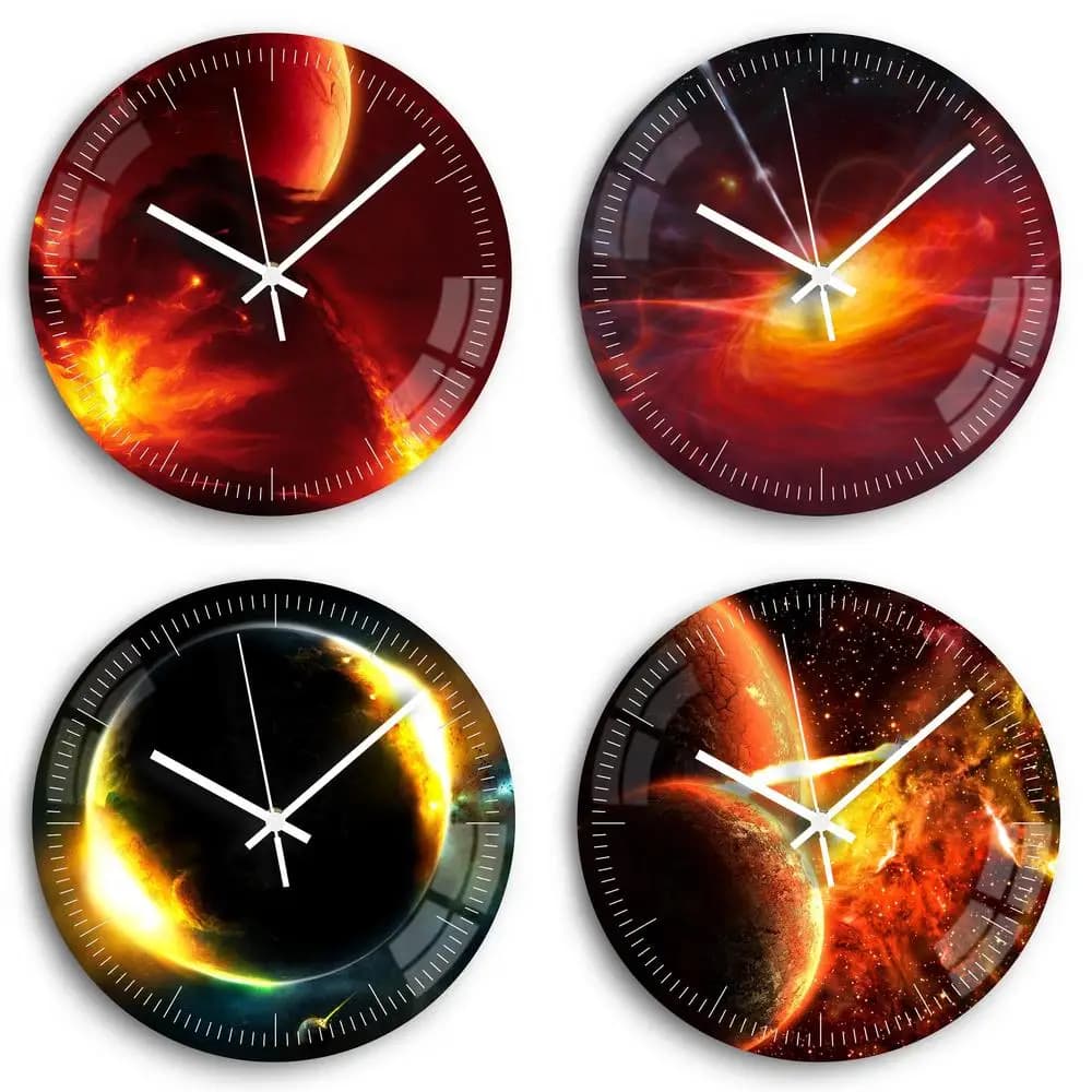 Midea Starry Sky Orologio da parete in metallo alla moda in vetro temperato stampato UV per soggiorno camera da letto Orologio moderno e silenzioso di lusso