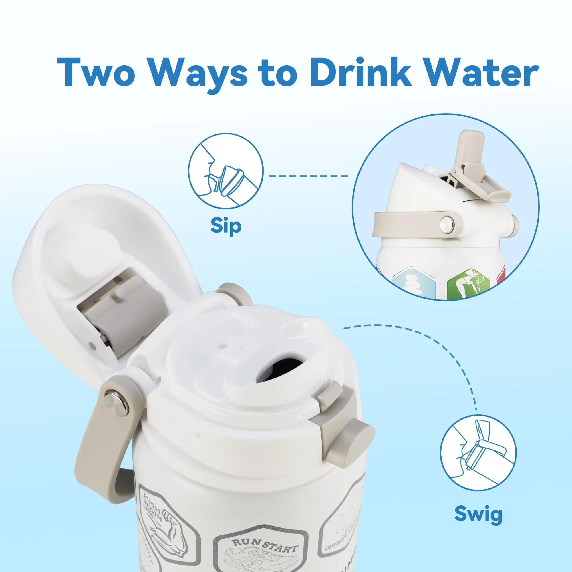 Bottiglia d'acqua in acciaio inossidabile a doppia parete con isolamento sottovuoto da 32 oz, con cannuccia a pulsante, coperchio ad apertura rapida, ecologica, senza BPA