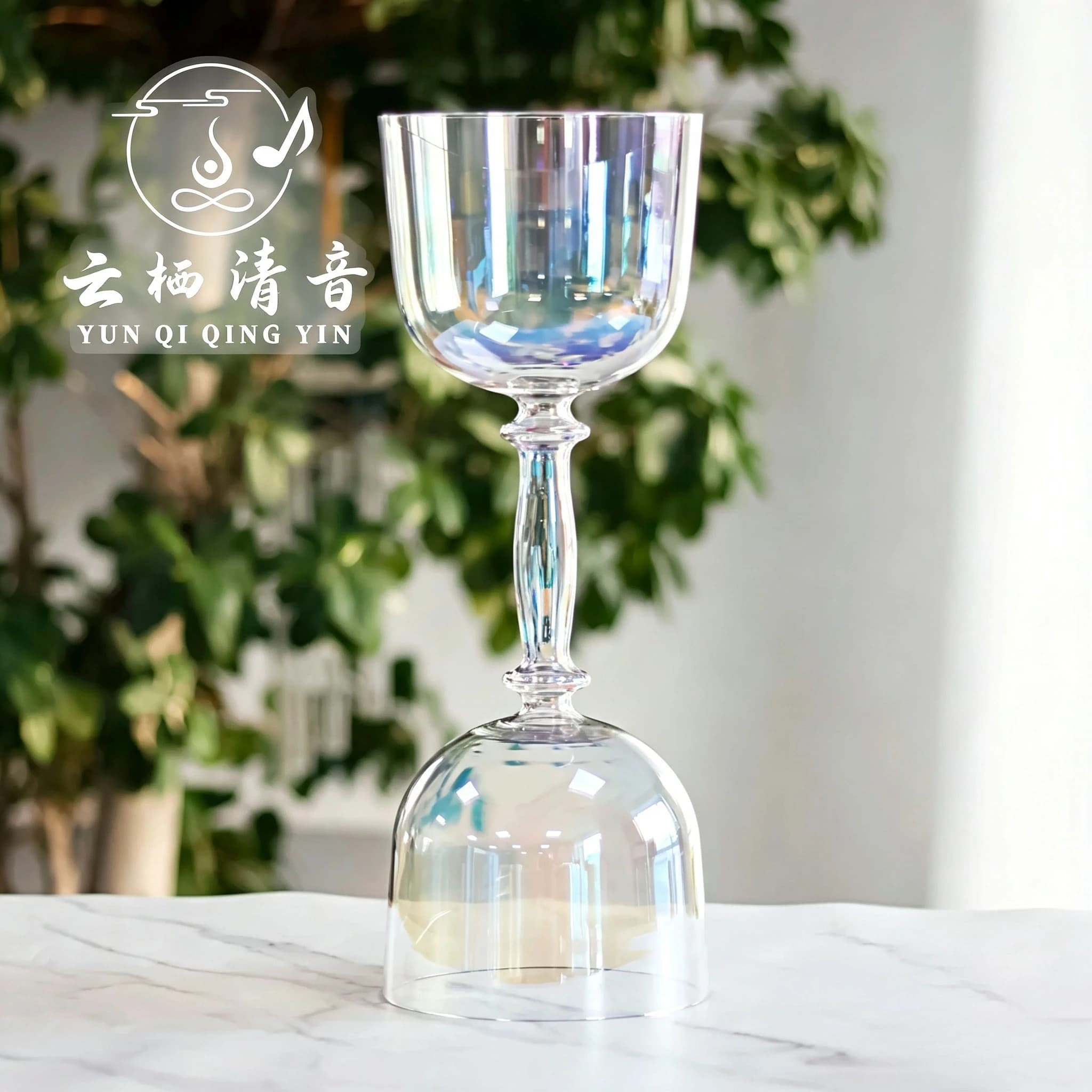 YUN QI QING YIN 6 Inch Double Headed Handheld Crystal Singing Bowl 432Hz 440Hz Spiritual Relaxation Energy Healing Yoga Meditation Percussion Sound Bowl
