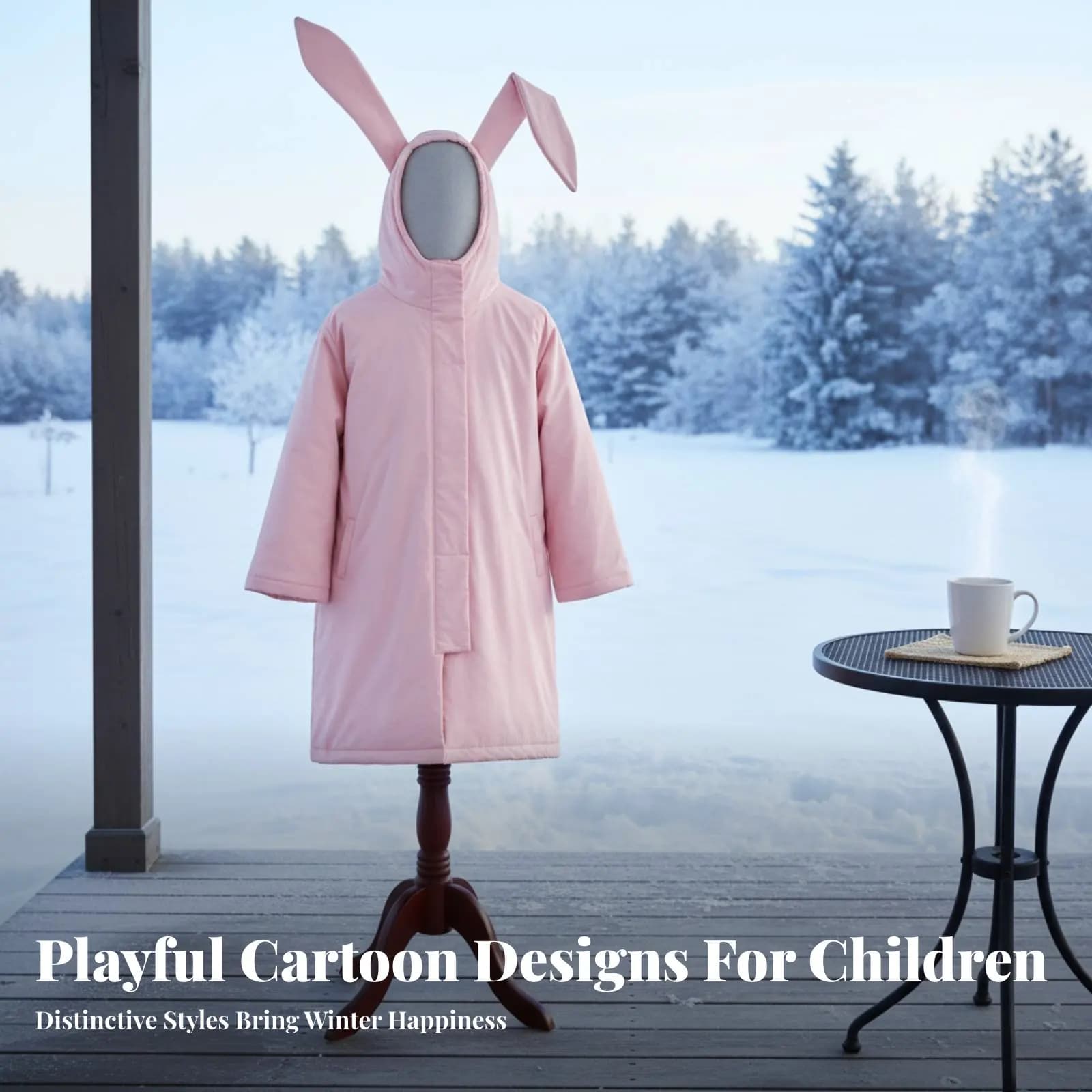 Bathrobe with Kids Hood, Winter Poncho in Pile Thickness, Hot Vessel with Cartoon Drawings, Fast Drying, Cold Resistant, Unisex