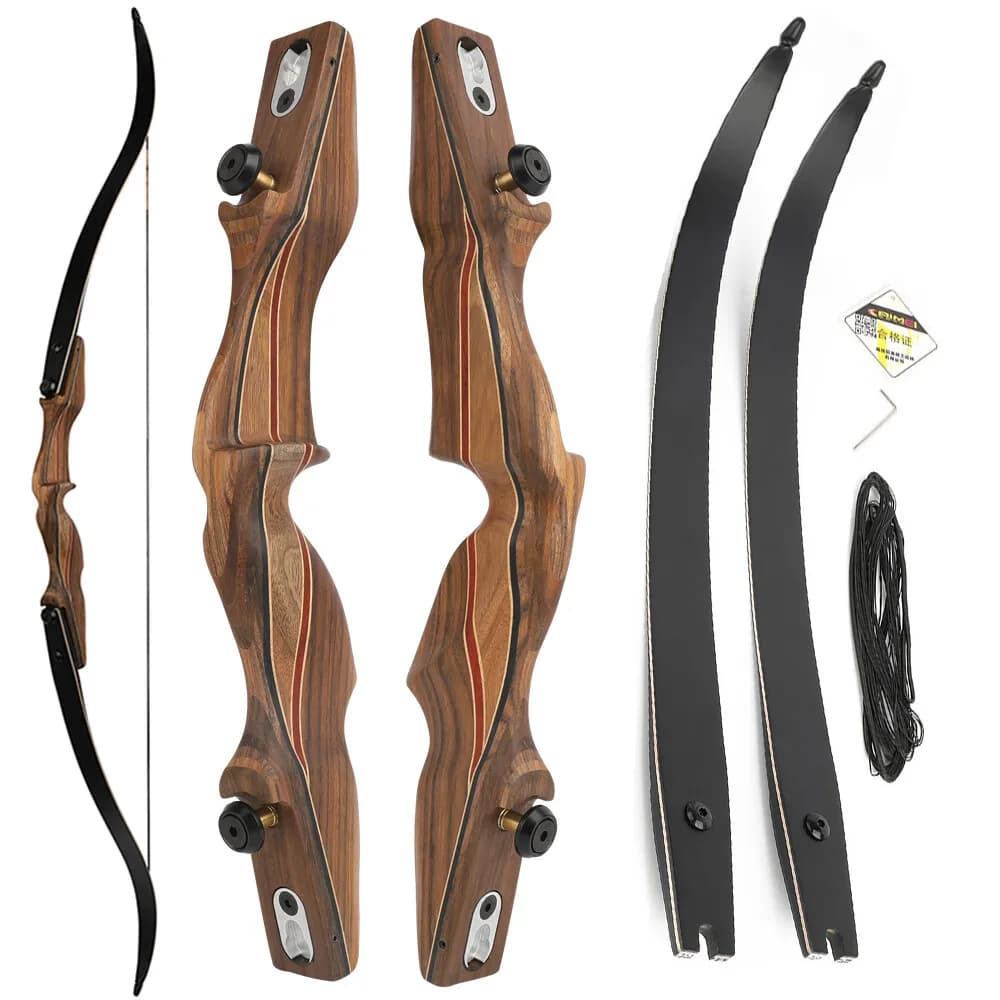 30-60Ibs ILF Arco ricurvo 60 "Tiro con l'arco Arco diviso staccabile Arco in legno Riser Mano destra Caccia all'aperto Tiro Allenamento al bersaglio