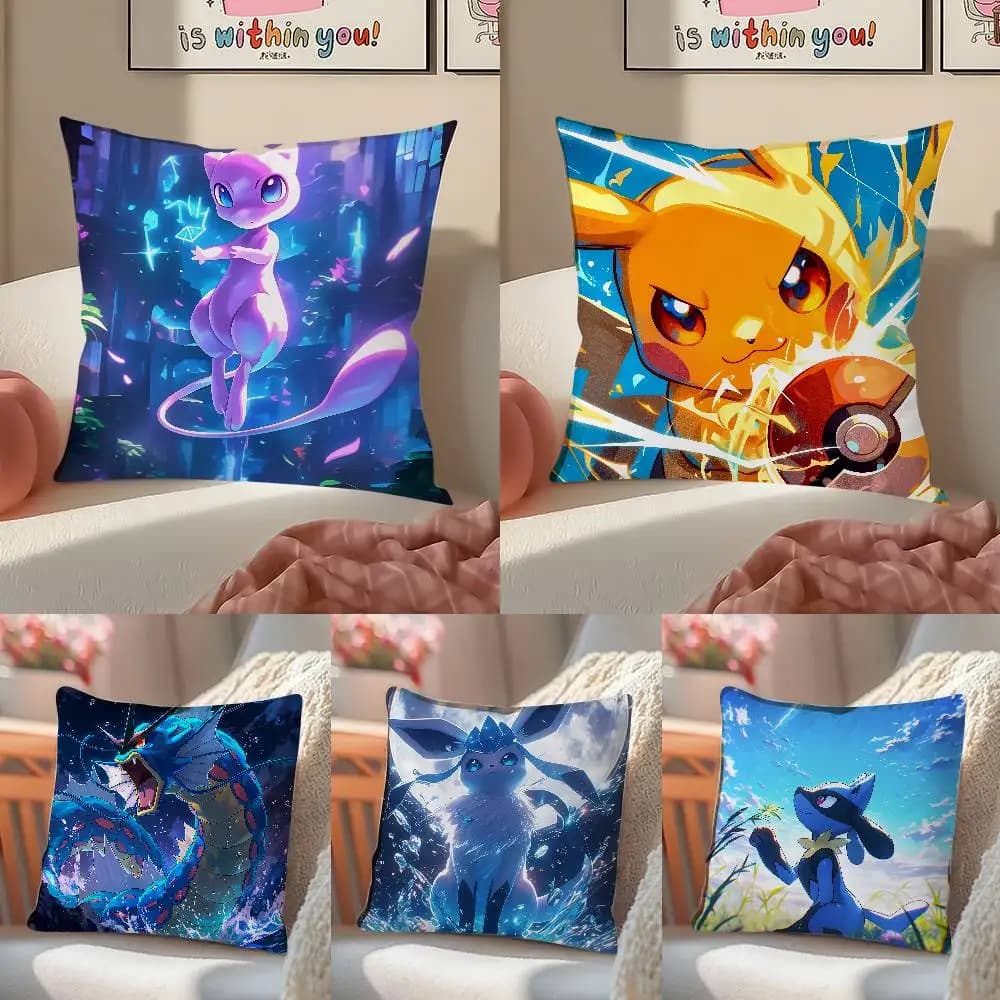 Fodera per cuscino in peluche Pokemon Pikachu, fodera per cuscino in peluche morbido e corto per divano, camera da letto, soggiorno, decorazioni per la casa, regalo