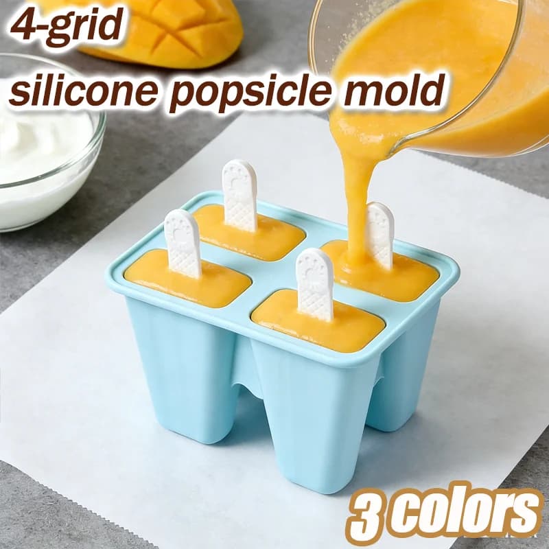 Set di 4 Stampi in Silicone per Ghiaccioli, Senza BPA, Facili da Sformare, per Gelati Fatti in Casa, Riutilizzabili, Stampo per Dessert Estivi, Utensile da Cucina