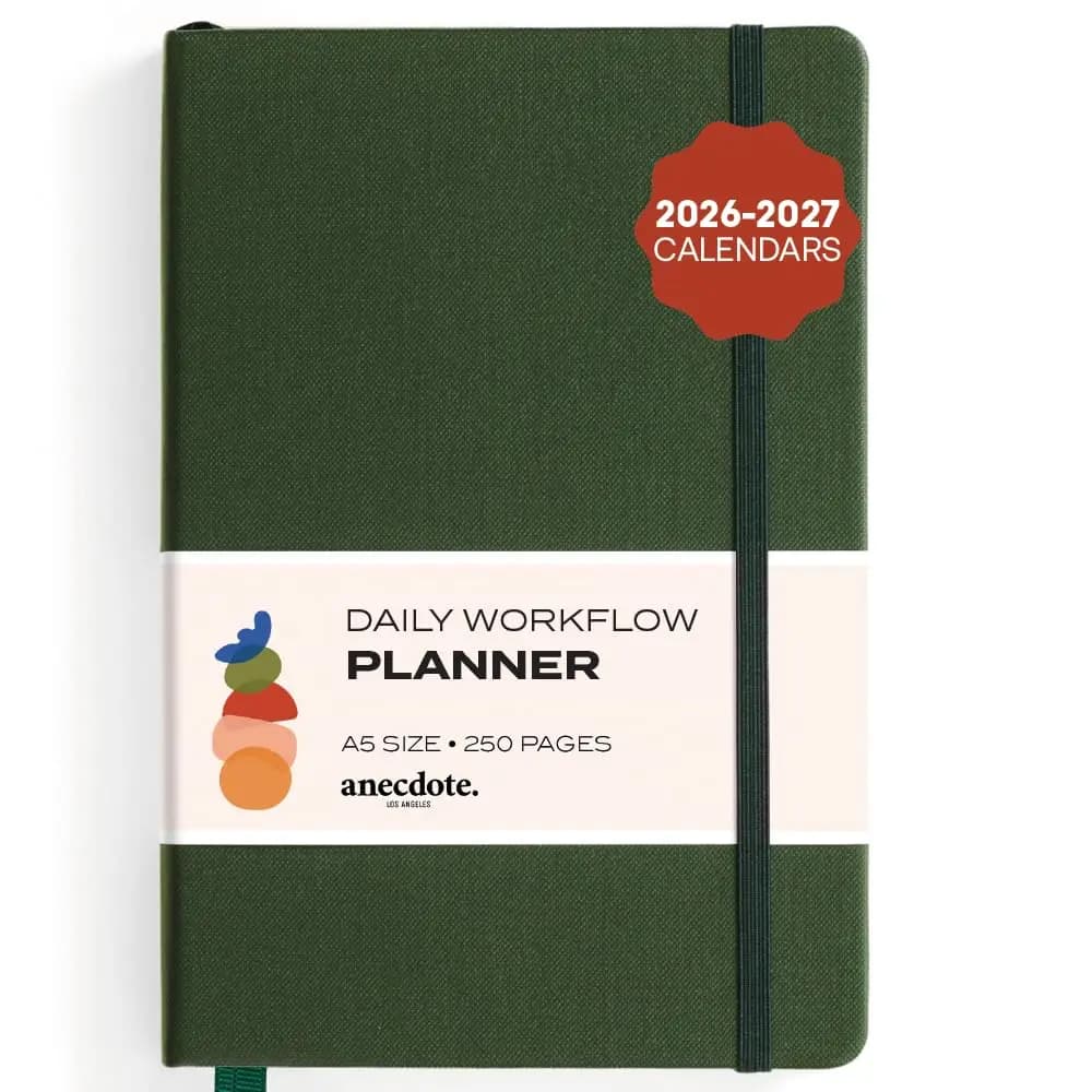 Agenda non datata con 1 pagina per giorno e calendario 2026-2027, organizer settimanale per obiettivi di produttività per casa, ufficio e scuola