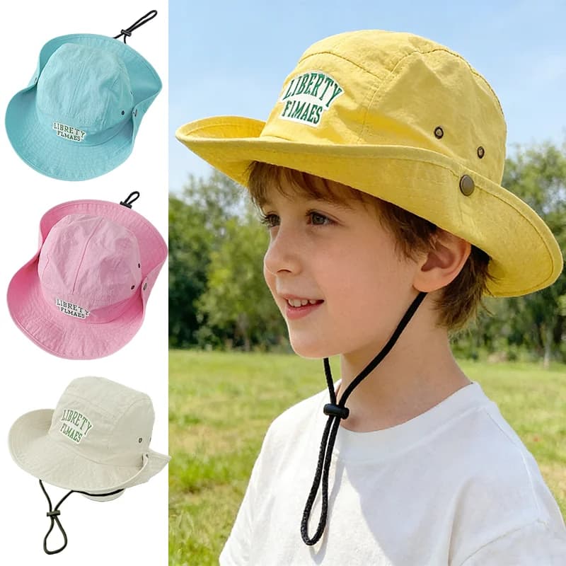 Fishing Hat for Kids, Summer, Drying Fast, Breathable, Foldable, Panama Style, Travel, Boys and Girls, Adjustable, With Tesa Larga, Kids Beach Hat