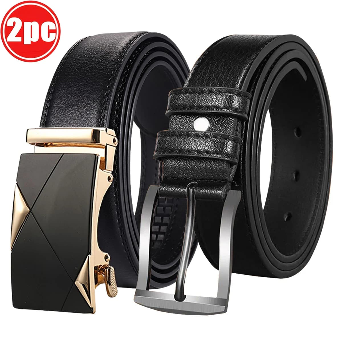 Set da due pezzi, combinazione di fibbia automatica e fibbia ad ardiglione da uomo, soddisfa tutte le tue esigenze di abbigliamento, comodo e alla moda.