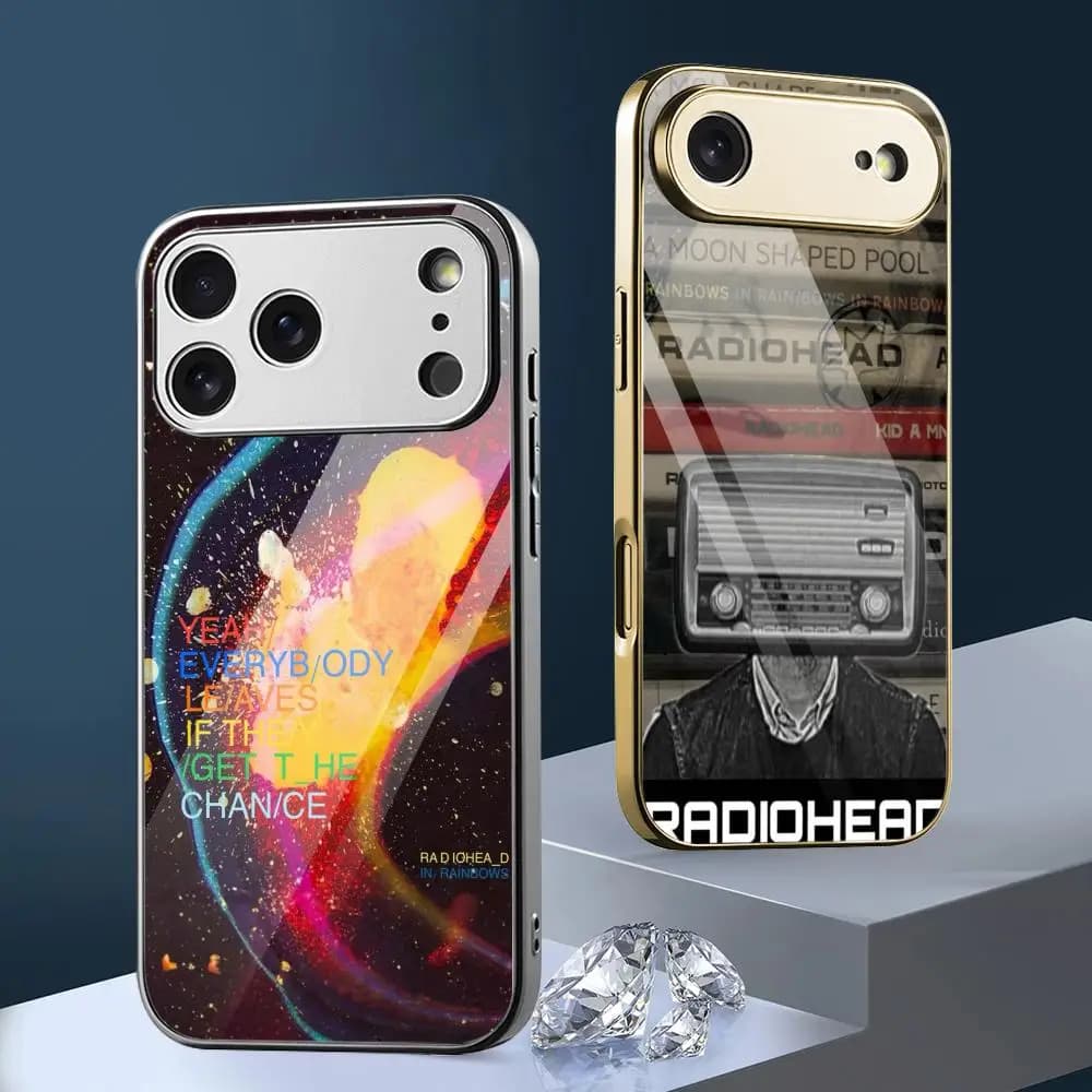 R-Radiohead Rapper Cool Phone Case For IPhone 17 16 15 14 13 12 Pro Max Plus Electroplated Metal Bumper Shockproof Case