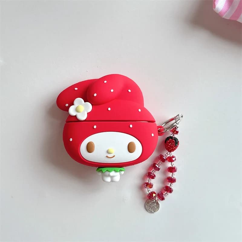 Fashion Earphone Case Red Strawberry Mellody For Apple Airpods 4 3 Pro 3 Cover with Chain Silicone Headphone Charging Cases