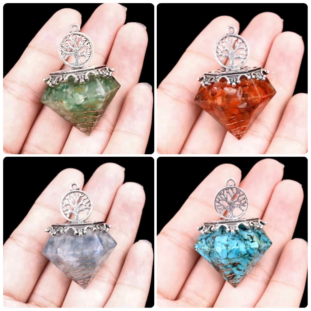 1 Pezzo Pendolo in Cristallo Naturale 30x38mm, Albero della Vita, Pendolo Sfaccettato per Reiki, Divinazione e Meditazione