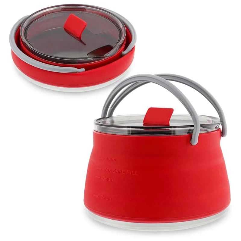 1 liter folding travel kettle with lid Silicone water kettle Camping gas cooker teapot