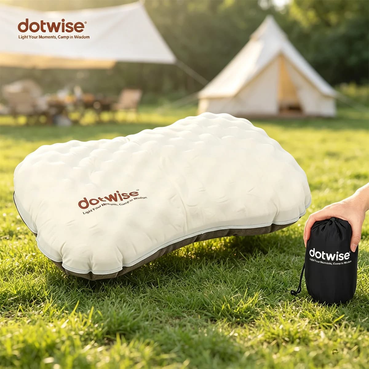 DOTWISE Camping Inflatable Pillow Portable Ice Sillky Pillow Folding Outdoor Travel Pillow or Neck Lumbar Support Office Nap