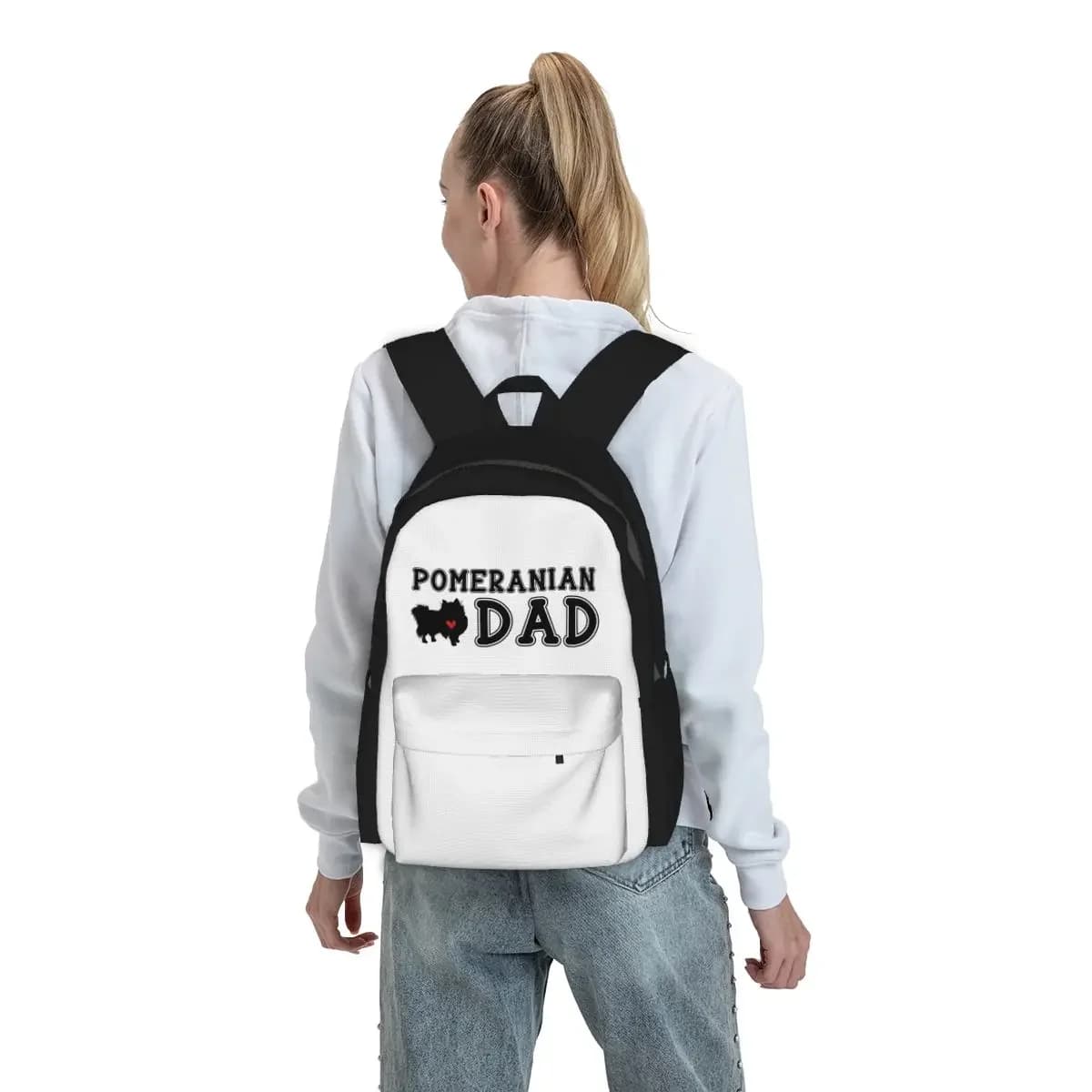 Zaino Pomeranian Dad, borsa per libri per studenti, borsa da scuola per bambini, borse a tracolla per computer per uomini e donne